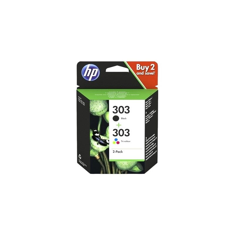 Hp 303 - Confezione di 2 getto d’inchiostro originale 3YM92AE - Nero + Tricolore