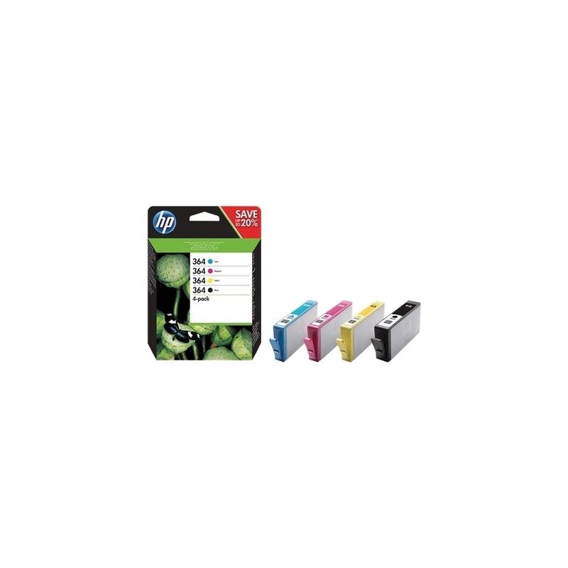 Hp 364 - Pack x 4 Tintenstrahl Original N9J73AE - Black Cyan Magenta Yellow