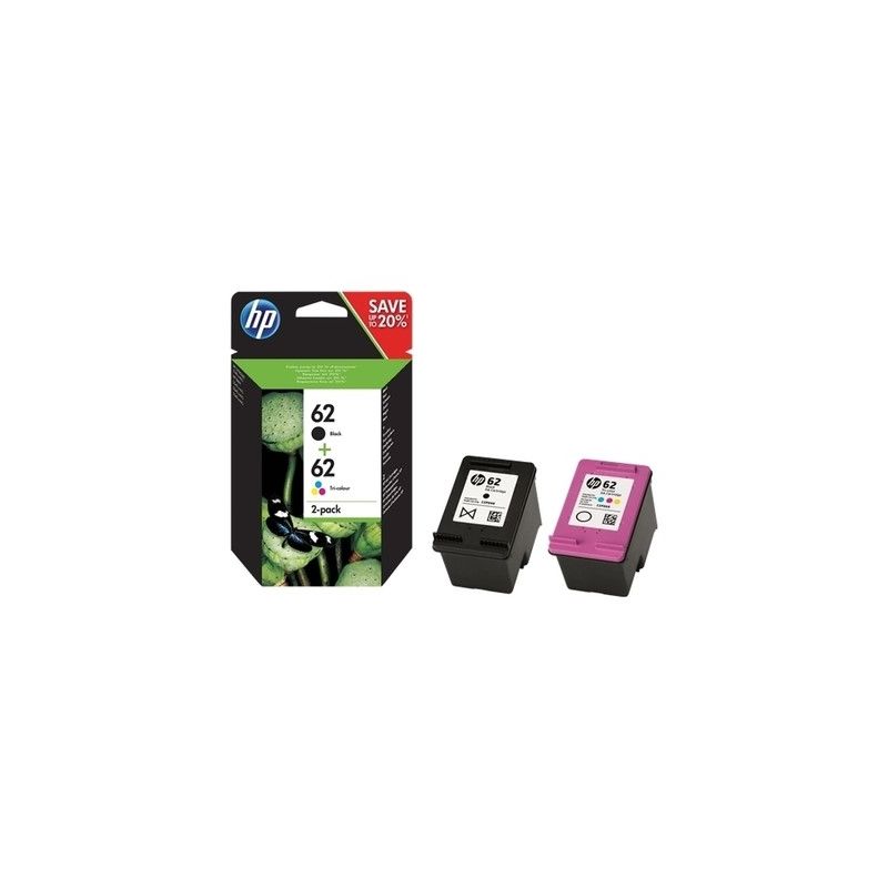 Hp 62 - Pack x 2 N9J71AE original ink jets - Black + Tricolor