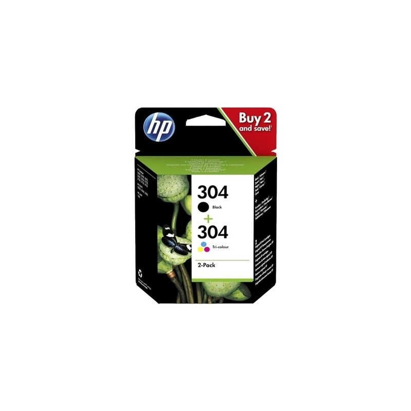 Hp 304 - Confezione di 2 getto d’inchiostro originale 3JB05AE - Nero + Tricolore