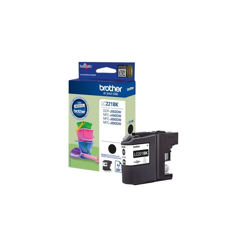 Brother 221BK - Cartucho de inyección de tinta original LC221BK - Negro