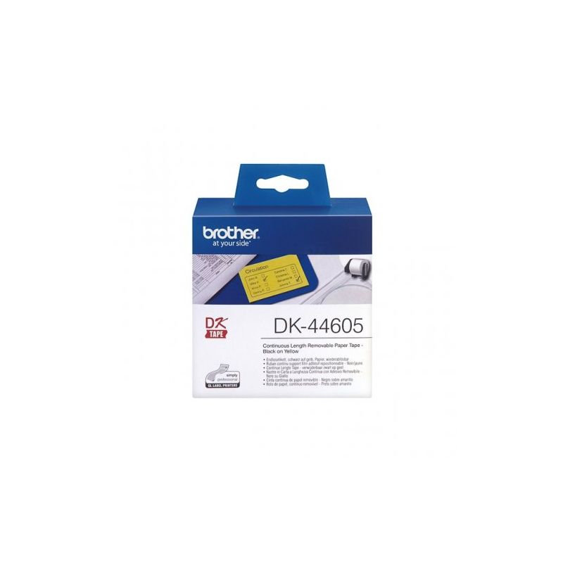 Brother DK44605 - Rouleau Etiquette 62mm x 30,4m original Brother DK-22205 - Noir sur Jaune